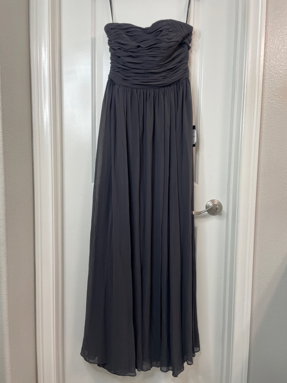 Nordstrom Charcoal Strapless Ruched Chiffon Gown
